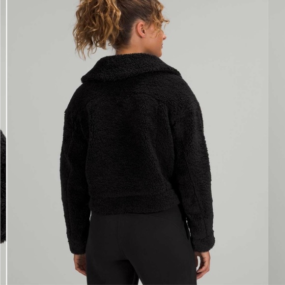 Lululemon NWOT black fleece textured button teddy jacket - Picture 4 of 15